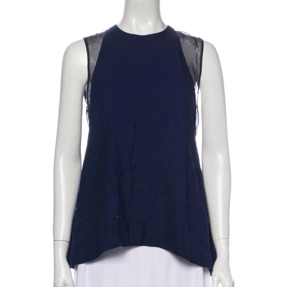 Adam Lippes Layered Navy Blue Shell Top